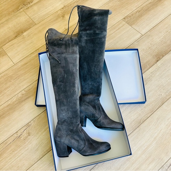 Stuart Weitzman Tieland Over The Knee Boots in Slate Gray Size
